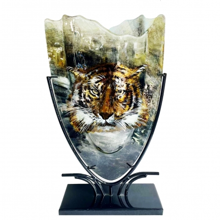 Glasvas Tiger & Smidesställning, H 47,5cm