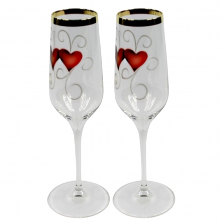 Champagne Glass Golden Ink Heart, 2-pack