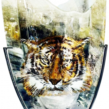 Glasvas Tiger & Smidesställning, H 47,5cm