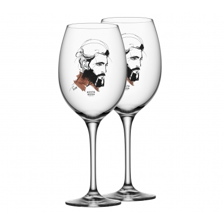 Kosta Boda Crystal All About You Wait for Him Wine Glass Set of 2